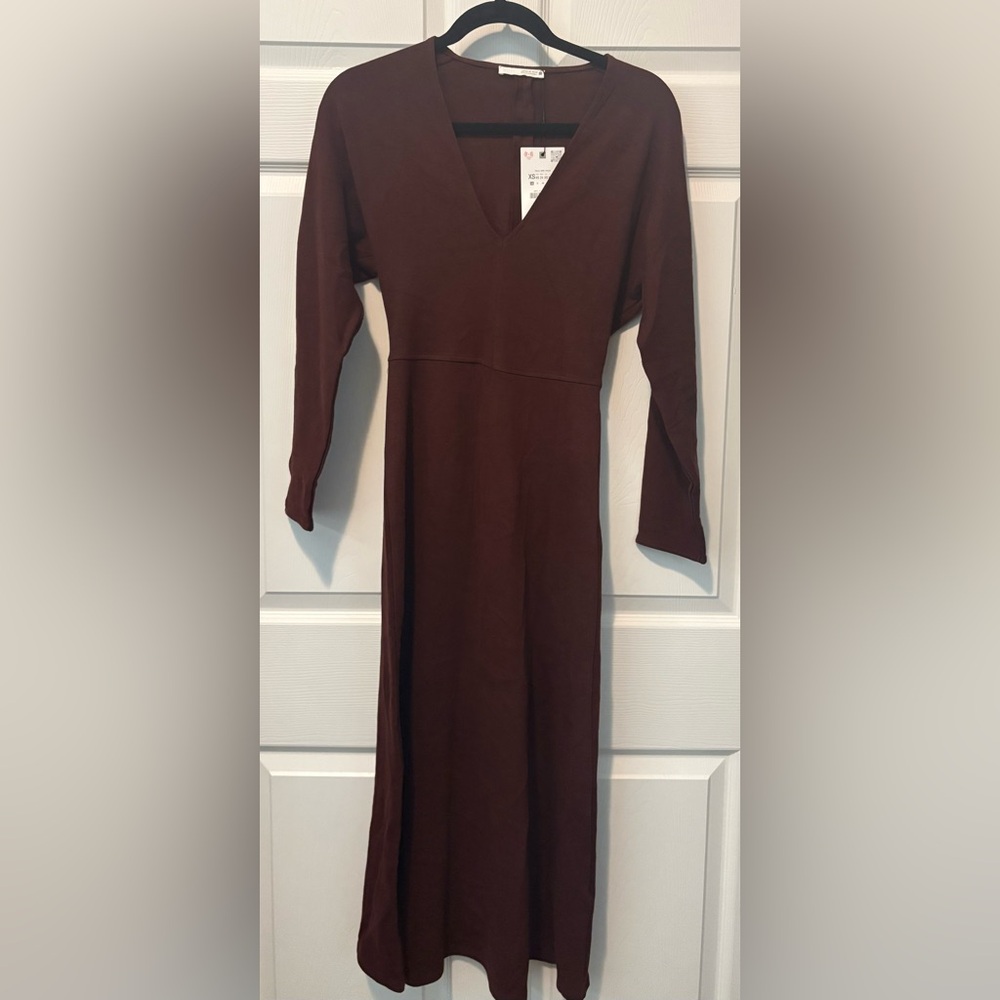 Zara Deep Brown Long Sleeve Dress